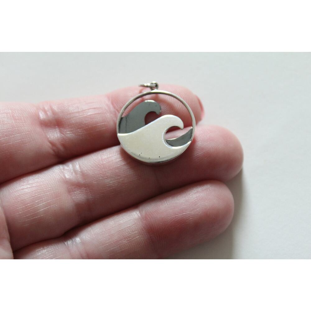 Sterling Silver Double Wave Charm, Large Ocean Wave Pendant